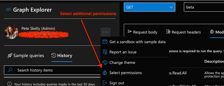 select audit perms